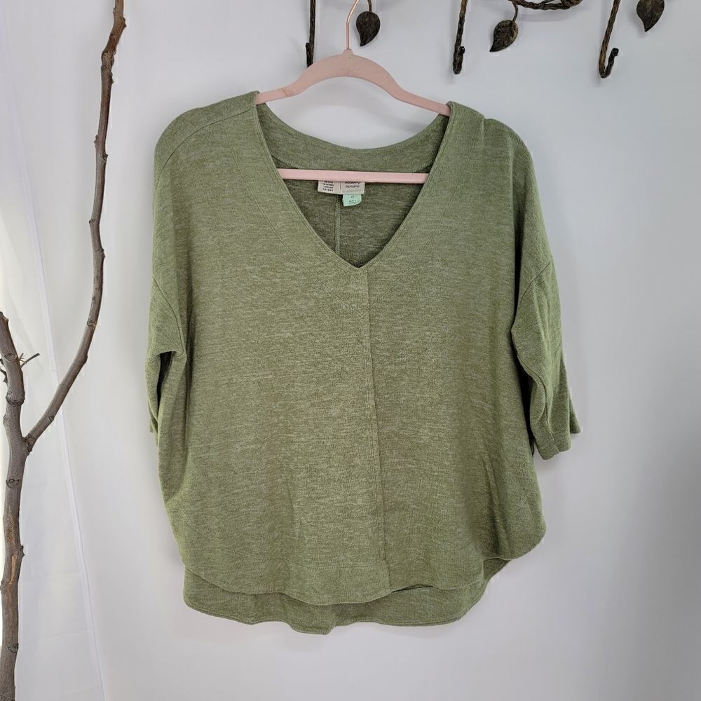 Anthropologie Saturday Sunday green brushed fleece top